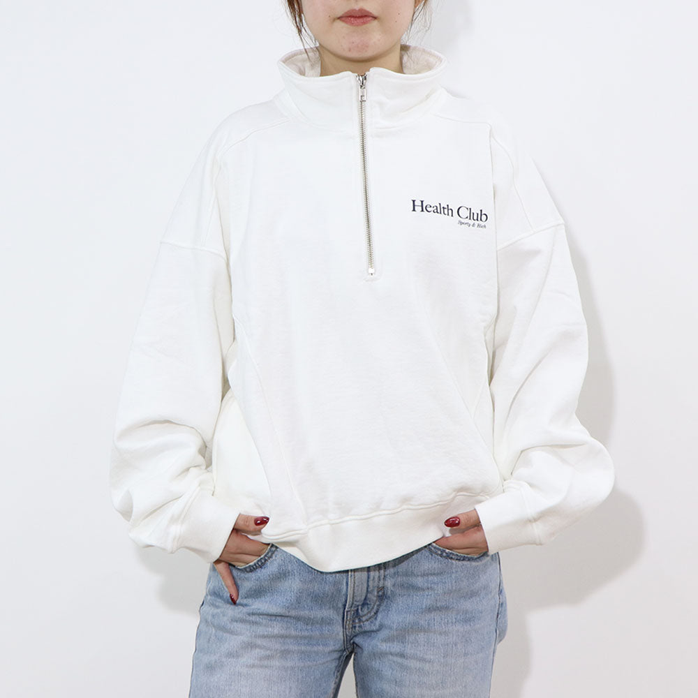 Sporty＆Rich トレーナー ホワイト ハーフジップ 裏起毛 長袖