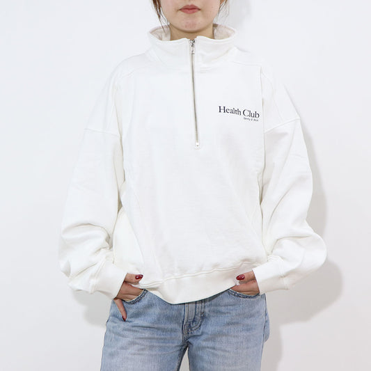 Sporty＆Rich トレーナー ホワイト ハーフジップ 裏起毛 長袖