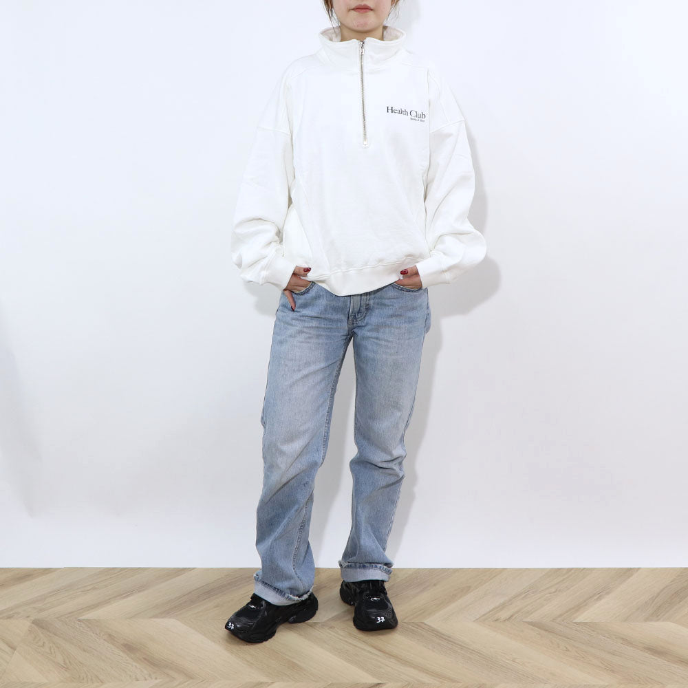 Sporty＆Rich トレーナー ホワイト ハーフジップ 裏起毛 長袖