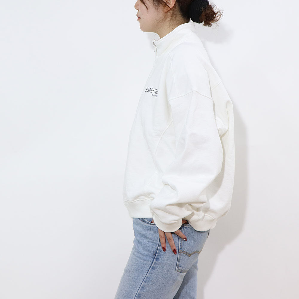 Sporty＆Rich トレーナー ホワイト ハーフジップ 裏起毛 長袖