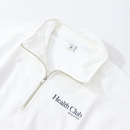 Sporty＆Rich トレーナー ホワイト ハーフジップ 裏起毛 長袖