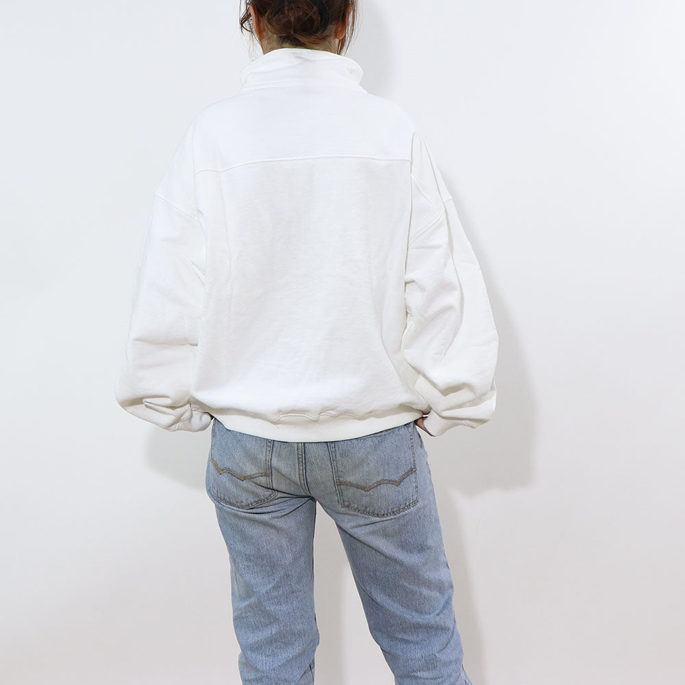 Sporty＆Rich トレーナー ホワイト ハーフジップ 裏起毛 長袖