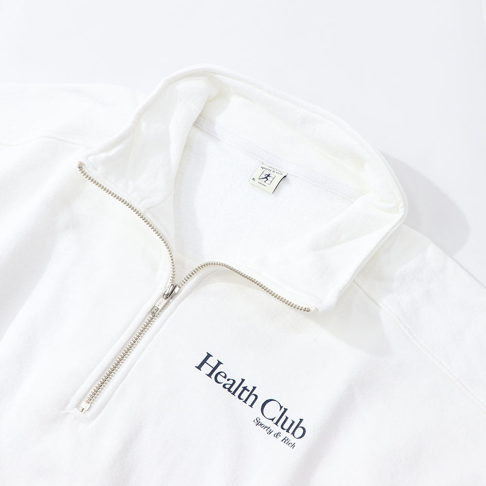 Sporty＆Rich トレーナー ホワイト ハーフジップ 裏起毛 長袖