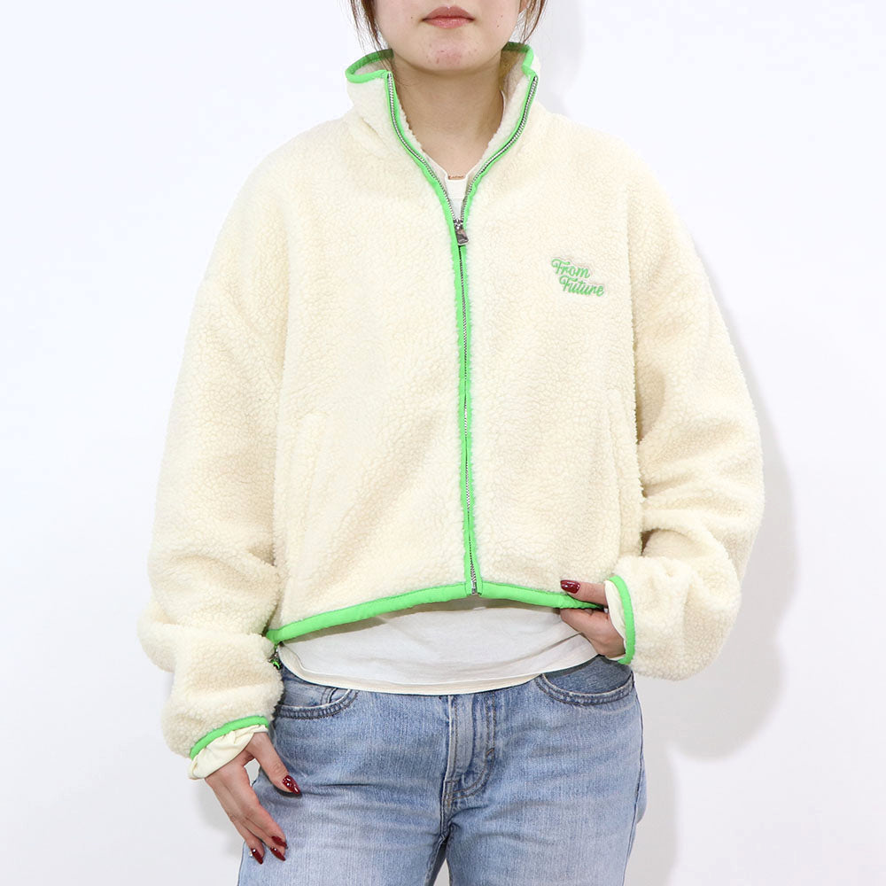 Sporty＆Rich ブルゾン アイボリー フリース クロップド丈