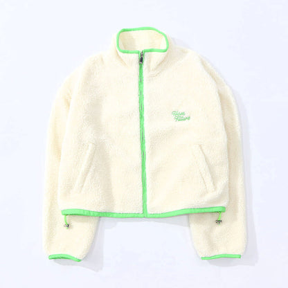 Sporty＆Rich ブルゾン アイボリー フリース クロップド丈