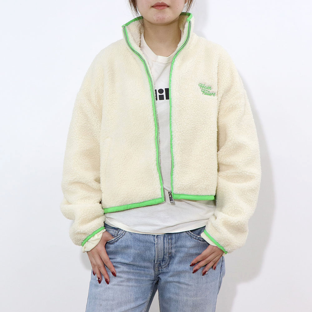 Sporty＆Rich ブルゾン アイボリー フリース クロップド丈