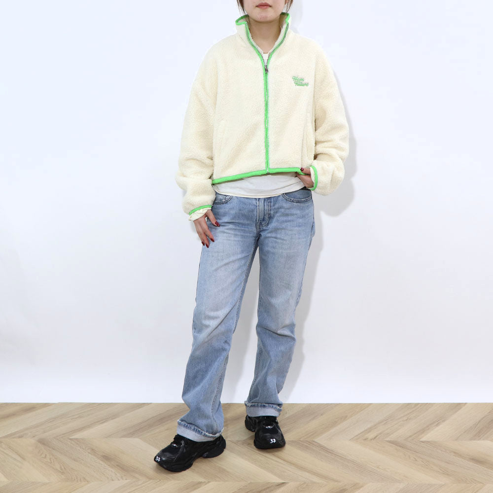 Sporty＆Rich ブルゾン アイボリー フリース クロップド丈