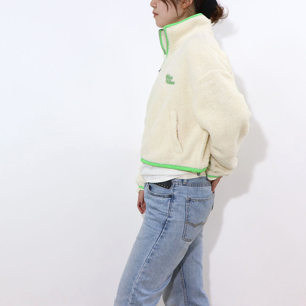 Sporty＆Rich ブルゾン アイボリー フリース クロップド丈