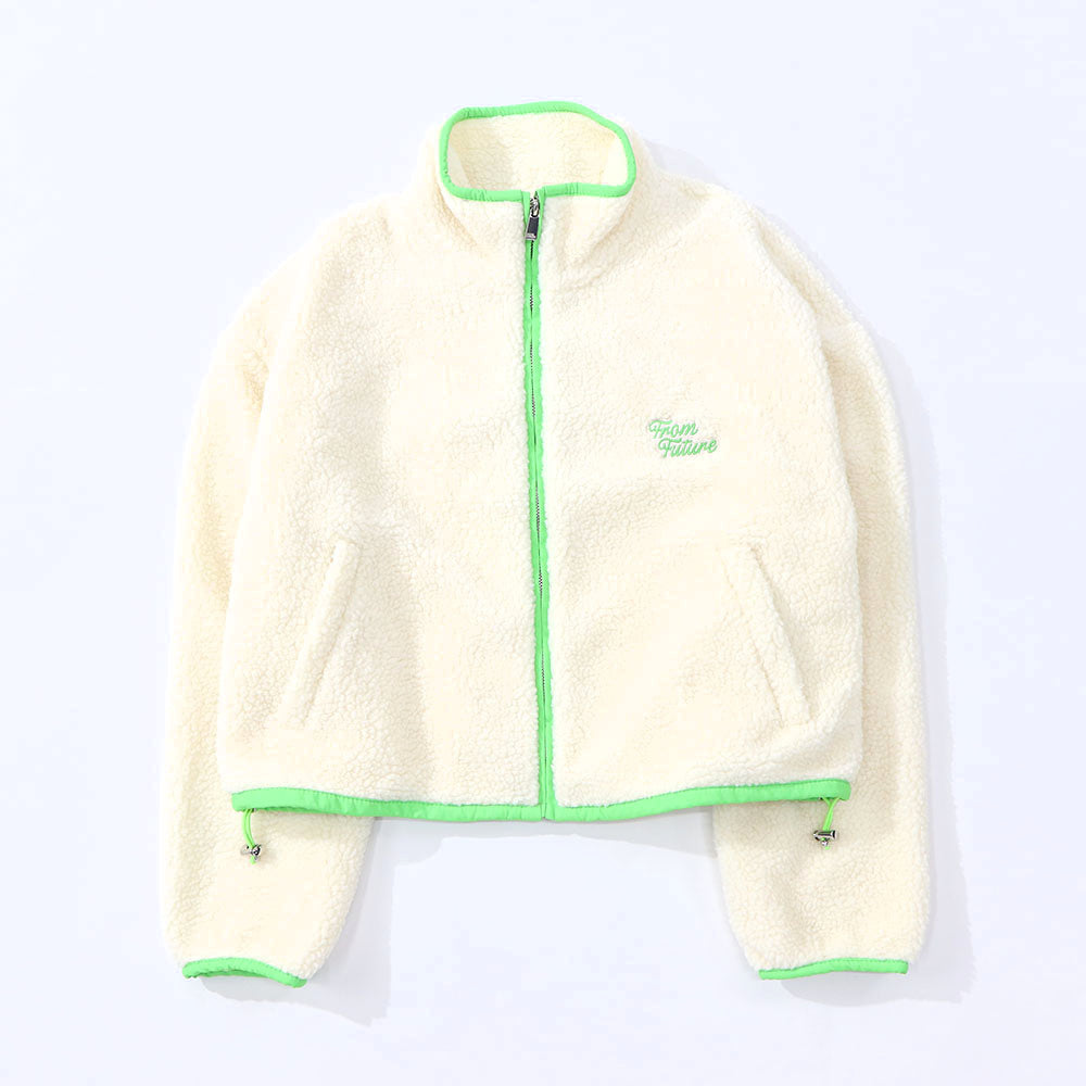 Sporty＆Rich ブルゾン アイボリー フリース クロップド丈