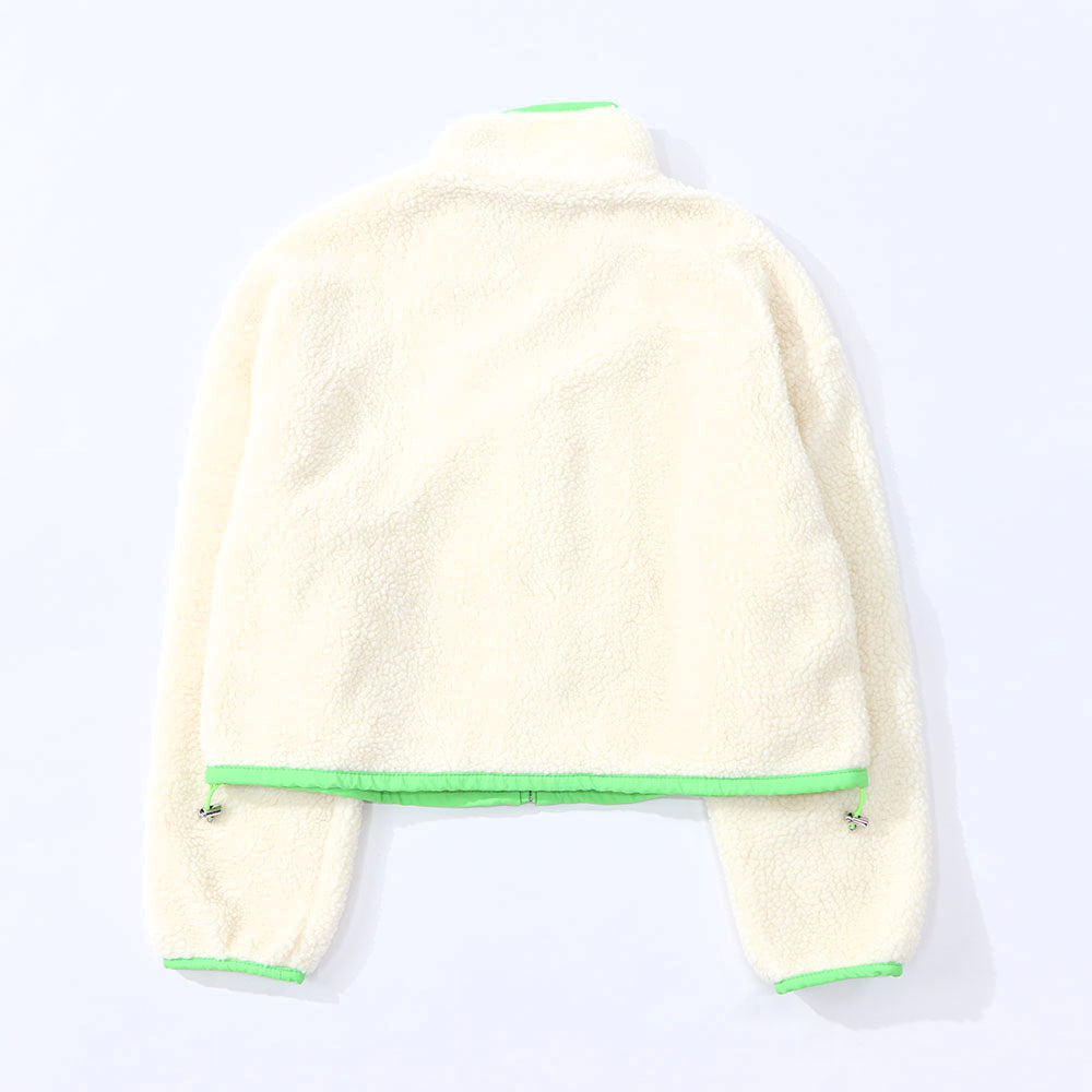 Sporty＆Rich ブルゾン アイボリー フリース クロップド丈