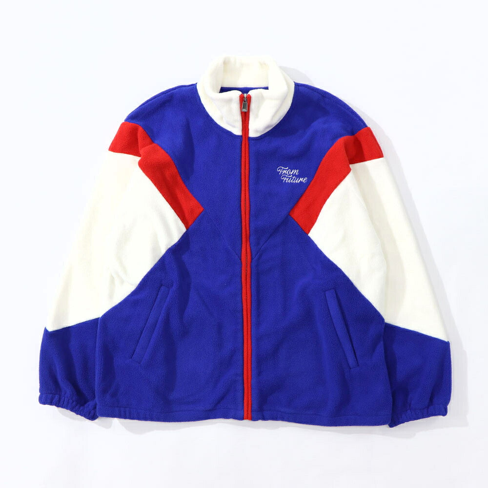 Sporty＆Rich ブルゾン ブルー フリース ロゴ 刺繍 マルチカラー