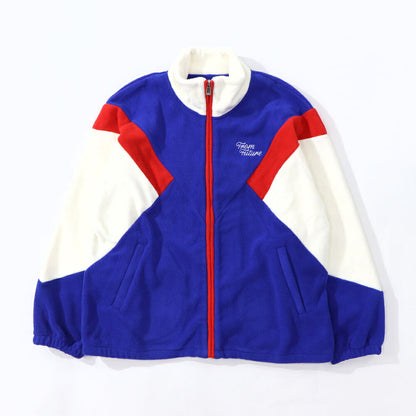 Sporty＆Rich ブルゾン ブルー フリース ロゴ 刺繍 マルチカラー
