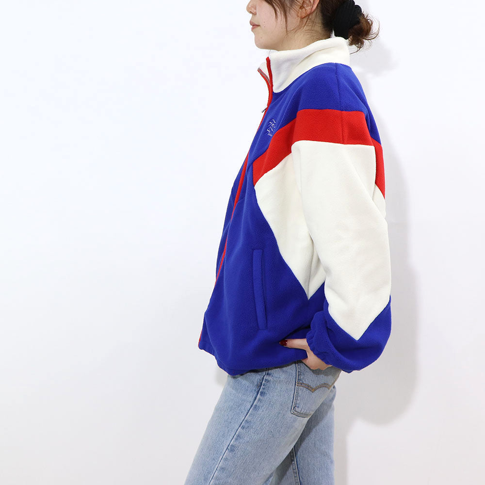 Sporty＆Rich ブルゾン ブルー フリース ロゴ 刺繍 マルチカラー