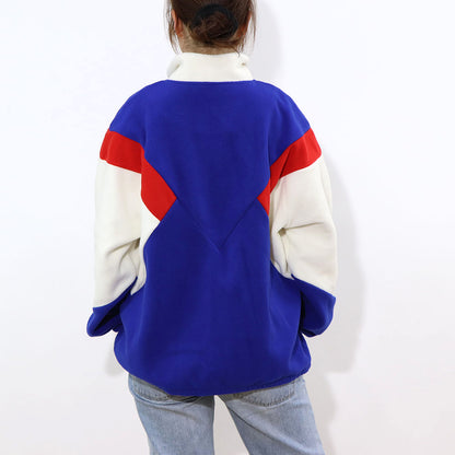 Sporty＆Rich ブルゾン ブルー フリース ロゴ 刺繍 マルチカラー