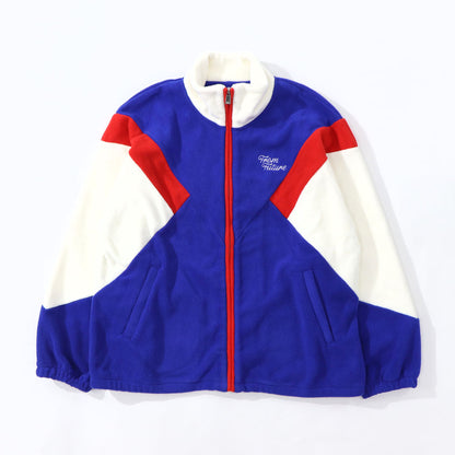 Sporty＆Rich ブルゾン ブルー フリース ロゴ 刺繍 マルチカラー