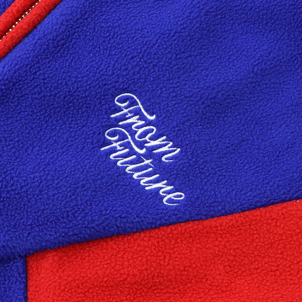 Sporty＆Rich ブルゾン ブルー フリース ロゴ 刺繍 マルチカラー