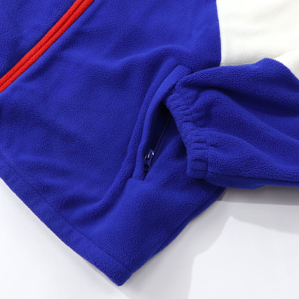 Sporty＆Rich ブルゾン ブルー フリース ロゴ 刺繍 マルチカラー