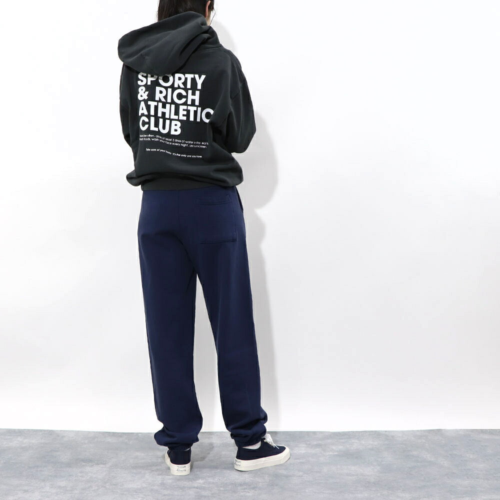 スポーティー＆リッチ Sporty＆Rich ボトムス ロングパンツ ユニセックス ネイビー コットン 裏起毛 メンズ レディース ロゴプリント スウェットパンツ SRB1PT206