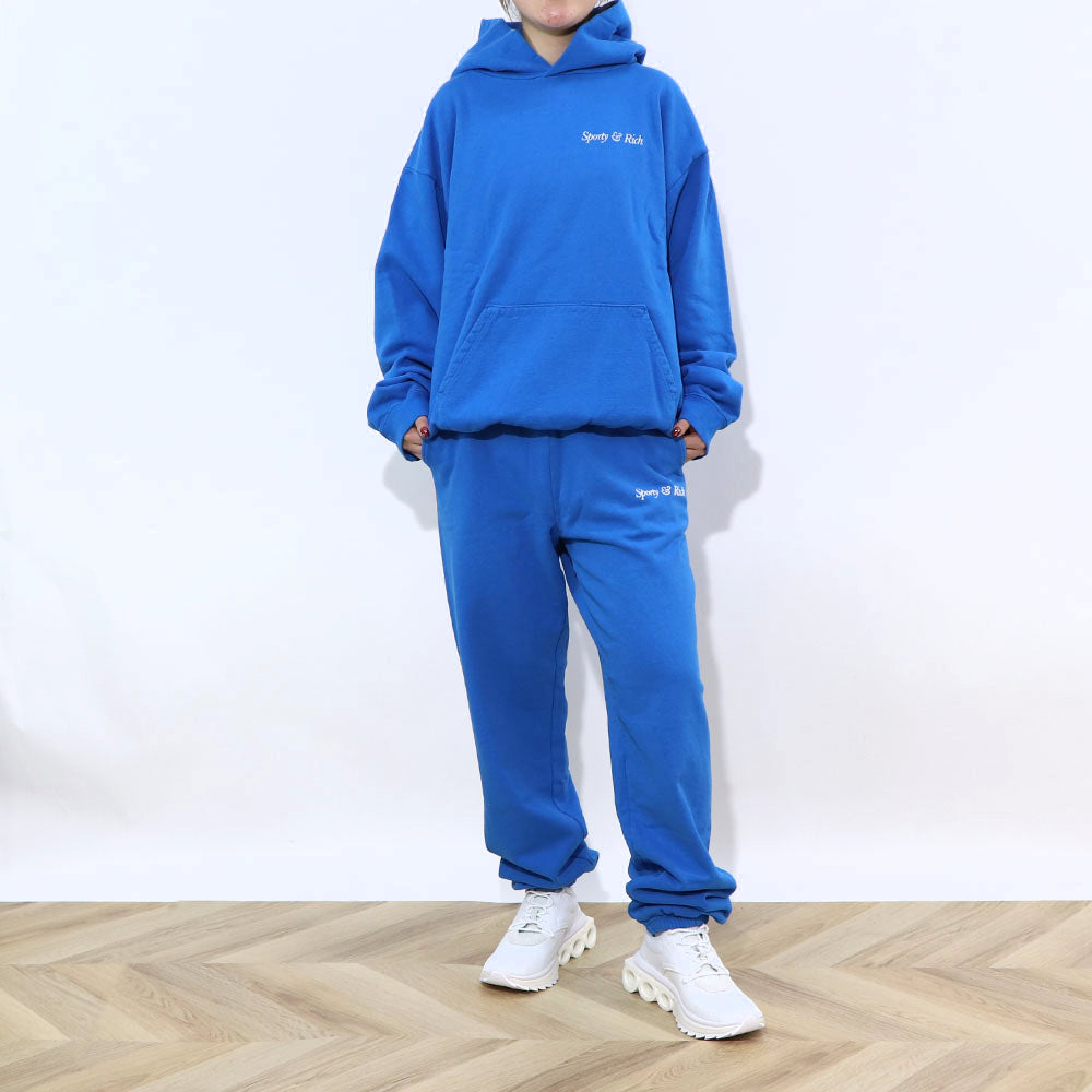 Sporty＆Rich ロングパンツ ブルー スウェットパンツ