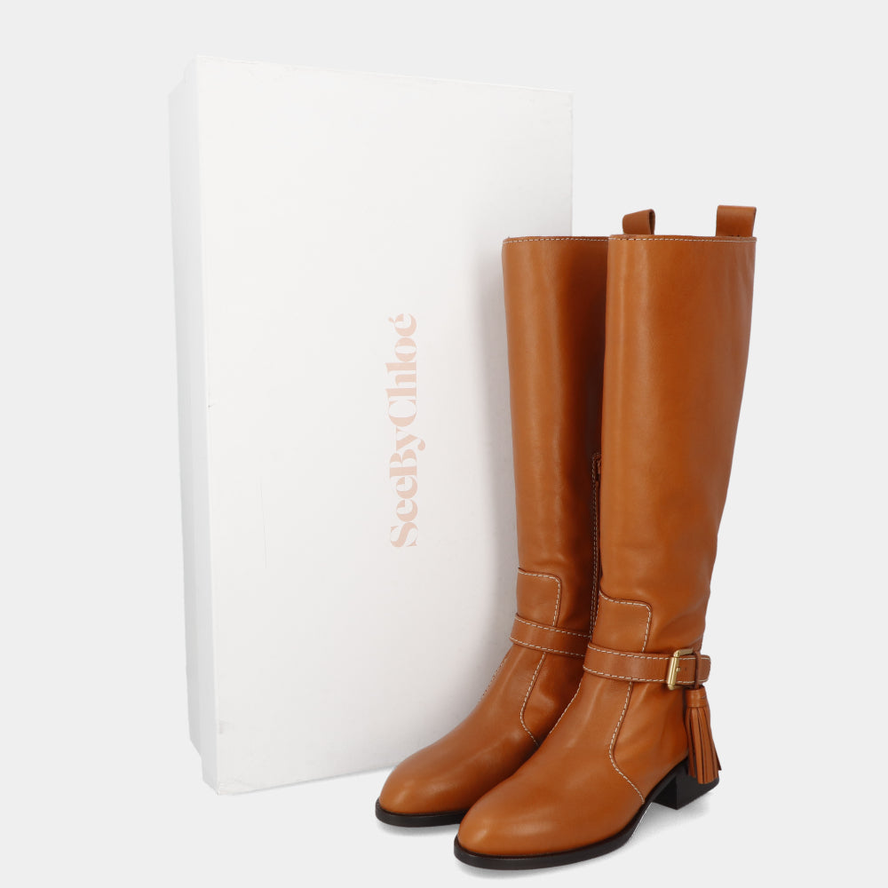 シーバイクロエ ロングブーツ TAN レディース