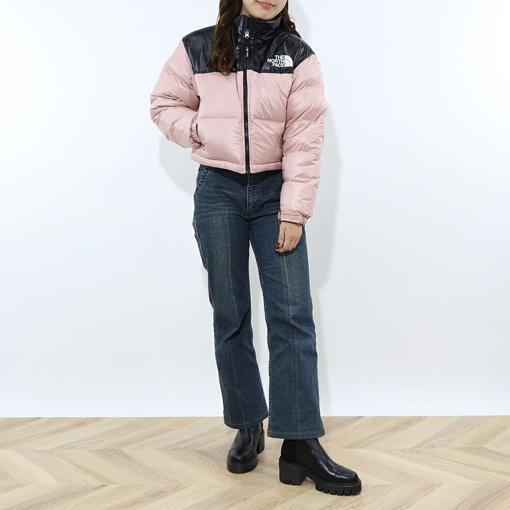 THE NORTH FACE ダウンウェア NUPTSE SHORT JACKET ピンク ヌプシ ショート丈 ロゴ ショート丈 NJ1DQ86B