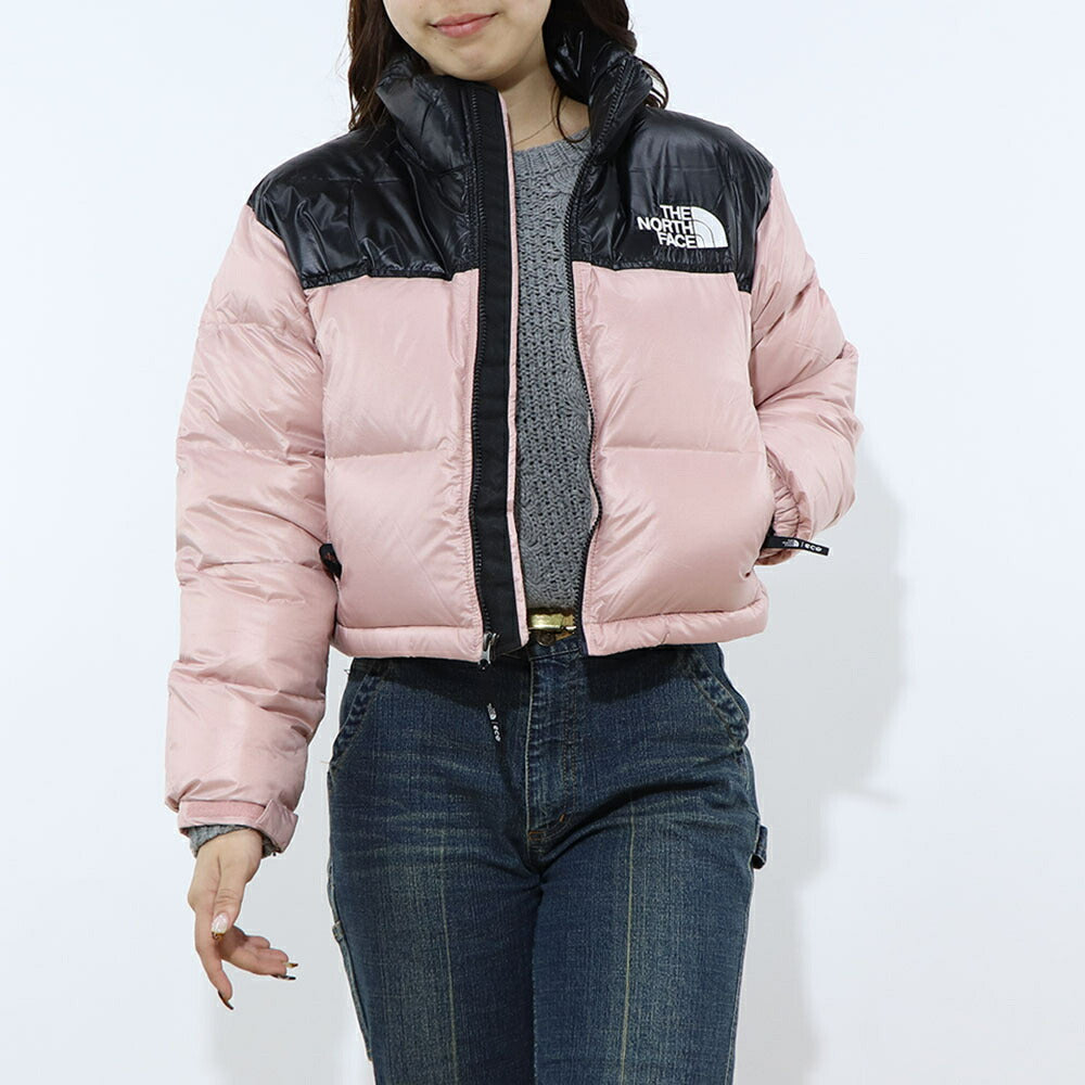 THE NORTH FACE ダウンウェア NUPTSE SHORT JACKET ピンク ヌプシ ショート丈 ロゴ ショート丈 NJ1DQ86B