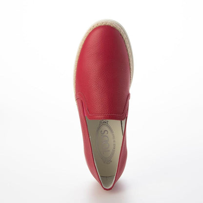 トッズ TOD'S シューズ エスパドリーユ レディース GOMMA RAFIA TV PANTOFOLA PELLE 5JI CARMINO ピンク レザー スリッポンシューズ シンプル 無地 XXW0TV0J97Z5J1M809