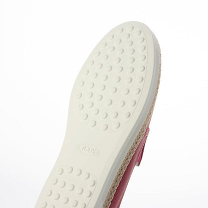 トッズ TOD'S シューズ エスパドリーユ レディース GOMMA RAFIA TV PANTOFOLA PELLE 5JI CARMINO ピンク レザー スリッポンシューズ シンプル 無地 XXW0TV0J97Z5J1M809
