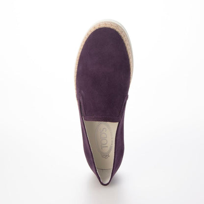 トッズ TOD'S シューズ エスパドリーユ レディース GOMMA RAFIA TV PANTOFOLA PELLE HG0 GIGLIO CH パープル スエード スウェード スリッポンシューズ フラットシューズ ロゴ シンプル XXW0TV0J97ZHG0L206