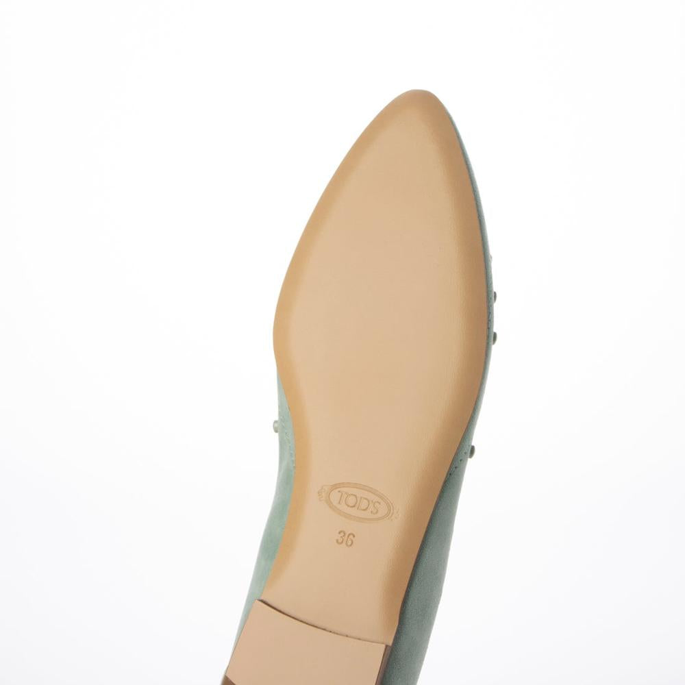トッズ TOD'S ☆ スエードレザー スタッズ フラット パンプス トッズ フラットパンプス レディース グレー スエード 無地