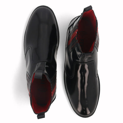 トッズ TOD'S シューズ ブーツ メンズ TRONCH.ELASTICO GOMMA 08A 5YX ブラック×レッド パテントレザー サイドゴアブーツ フェラーリ ロゴ XRM08A0BT305YX 058V