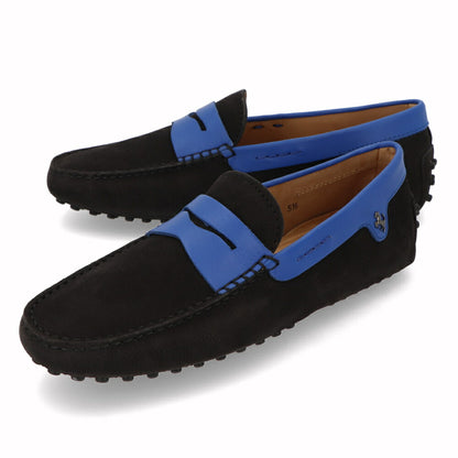 トッズ TOD'S ドライビングシューズ メンズ シューズ レザー シューズ GOMMINO MOCASSINO VALLINO 6GD NERO/GENZIANA ブラック×ブルー レザー ゴンミーニ モカシン フェラーリ ロゴ ツートンカラー XRM0EO089016GD 755H