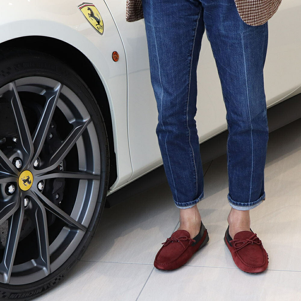 トッズ TOD'S ドライビングシューズ メンズ シューズ レザー シューズ ボルドー スエード ゴンミーニ ドライビングシューズ モカシン フェラーリ ロゴ XRM0EO0H6007B7027N