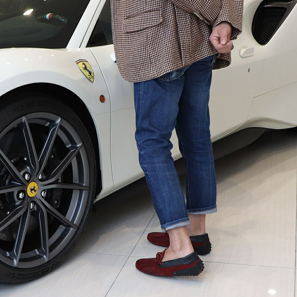 トッズ TOD'S ドライビングシューズ メンズ シューズ レザー シューズ ボルドー スエード ゴンミーニ ドライビングシューズ モカシン フェラーリ ロゴ XRM0EO0H6007B7027N