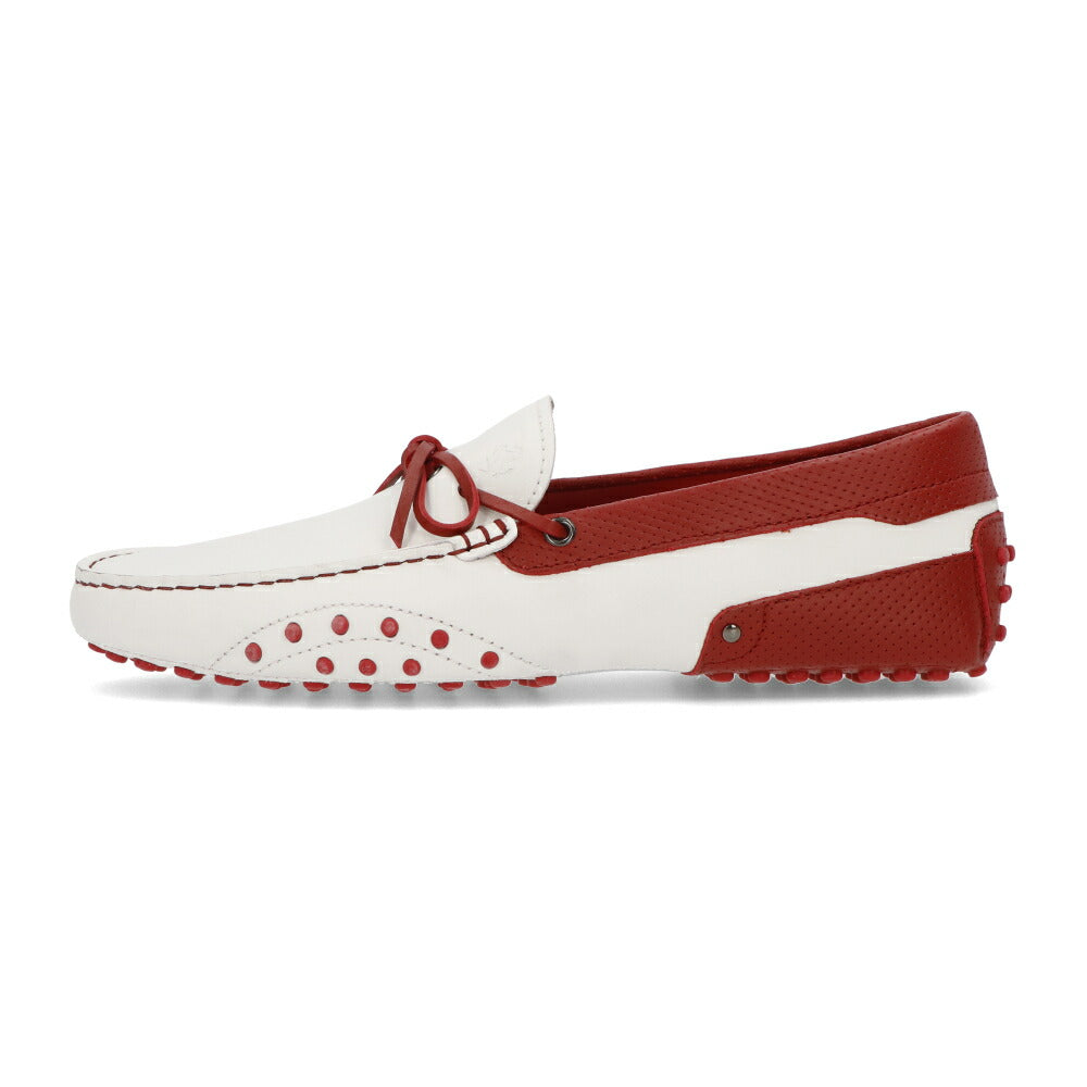 トッズ TOD'S シューズ レザーシューズ メンズ GOMMINO NUOVO LACCETTO 87U BIANCO/ROSSO ARA ホワイト×レッド レザー ゴンミーニ ドライビングシューズ モカシン フェラーリ ロゴ ツートンカラー リボン XRM0EO0H60087U159K