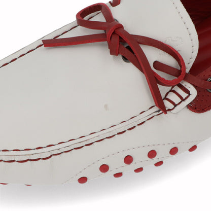 トッズ TOD'S シューズ レザーシューズ メンズ GOMMINO NUOVO LACCETTO 87U BIANCO/ROSSO ARA ホワイト×レッド レザー ゴンミーニ ドライビングシューズ モカシン フェラーリ ロゴ ツートンカラー リボン XRM0EO0H60087U159K