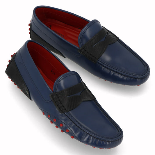 トッズ TOD'S シューズ レザーシューズ メンズ GOMMINO MASCHERINA CARBON LUX G4J BALTIC CH NERO ネイビー×ブラック レザー ゴンミーニ ドライビングシューズ モカシン フェラーリ ロゴ ツートンカラー XRM0EO0N150G4J4546