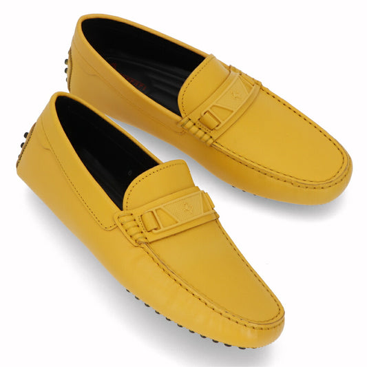 トッズ TOD'S シューズ レザーシューズ メンズ NEW GOMMINI 122 MASCHERINA INIETT BR0 SOLE CALDO イエロー レザー ゴンミーニ ドライビングシューズ モカシン フェラーリ ロゴ XRM0GW0BT10BR0G211