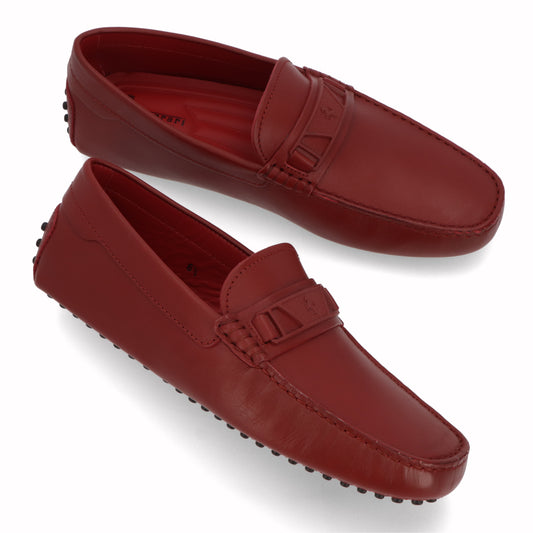 トッズ TODS シューズ レザーシューズ メンズ レッド レザー ゴンミーニ ドライビングシューズ モカシン フェラーリ ロゴ
