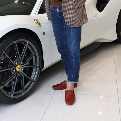 トッズ TOD'S ドライビングシューズ メンズ シューズ レザー シューズ NEW GOMMINI 122 MASCHERINA INETT.BR0 ROSSO ARANC SC レッド レザー ゴンミーニ モカシン フェラーリ ロゴ その他 XRM0GW0BT10BR0R007