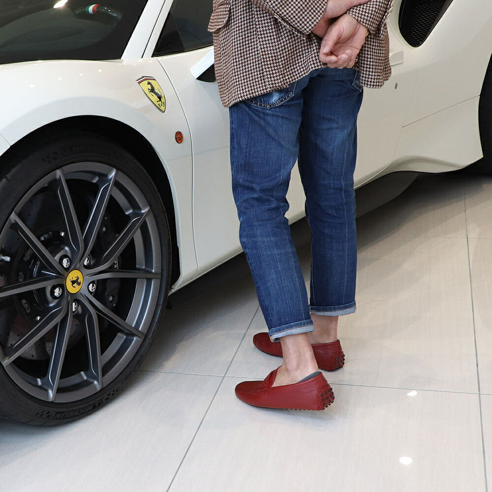 トッズ TOD'S ドライビングシューズ メンズ シューズ レザー シューズ NEW GOMMINI 122 MASCHERINA INETT.BR0 ROSSO ARANC SC レッド レザー ゴンミーニ モカシン フェラーリ ロゴ その他 XRM0GW0BT10BR0R007