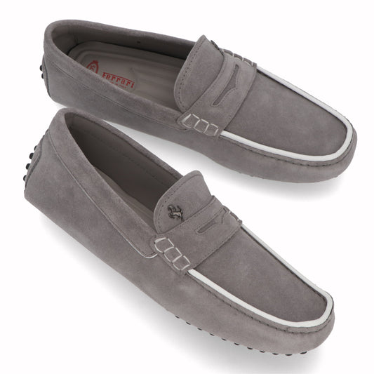 トッズ TODS シューズ レザーシューズ メンズ グレー系 スエード ゴンミーニ ドライビングシューズ モカシン フェラーリ ロゴ
