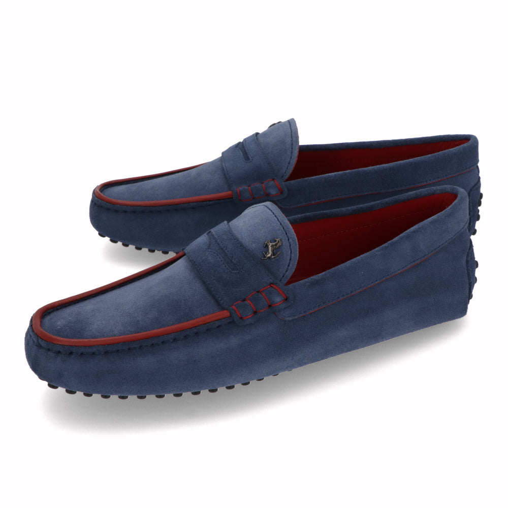 トッズ TODS シューズ レザーシューズ メンズ ブルー スエード ゴンミーニ ドライビングシューズ モカシン フェラーリ ロゴ