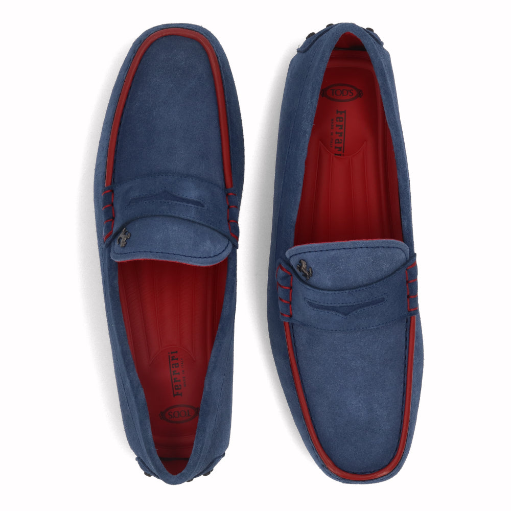 トッズ TODS シューズ レザーシューズ メンズ ブルー スエード ゴンミーニ ドライビングシューズ モカシン フェラーリ ロゴ