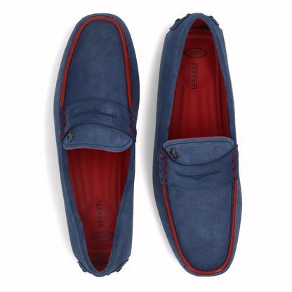 トッズ TODS シューズ レザーシューズ メンズ ブルー スエード ゴンミーニ ドライビングシューズ モカシン フェラーリ ロゴ