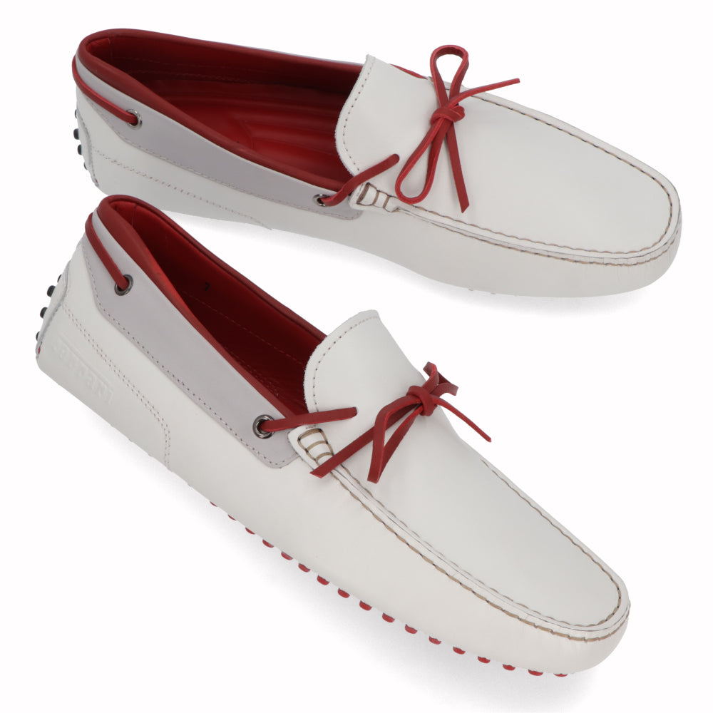 トッズ TODS シューズ レザーシューズ メンズ ホワイト レザー ゴンミーニ ドライビングシューズ モカシン フェラーリ ロゴ