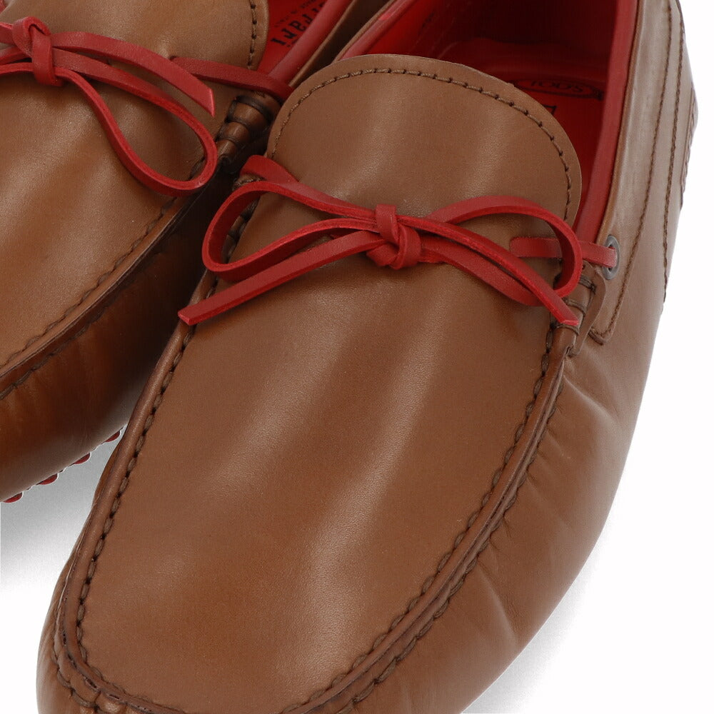 トッズ TOD'S シューズ レザーシューズ メンズ NEW GOMMINI 122 LACCETTO LOGO V2J ブラウン×レッド レザー ゴンミーニ ドライビングシューズ モカシン フェラーリ ロゴ リボン XRM0GW0K500V2J058Z