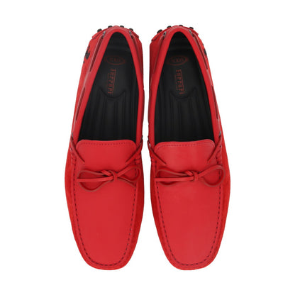 トッズ TOD'S シューズ レザーシューズ メンズ NEW GOMMINI 122 RICAMO CAVALLINO ORX レッド レザー スエード ゴンミーニ ドライビングシューズ モカシン フェラーリ ロゴ リボン 刺繍 XRM0GW0K510ORX02B4