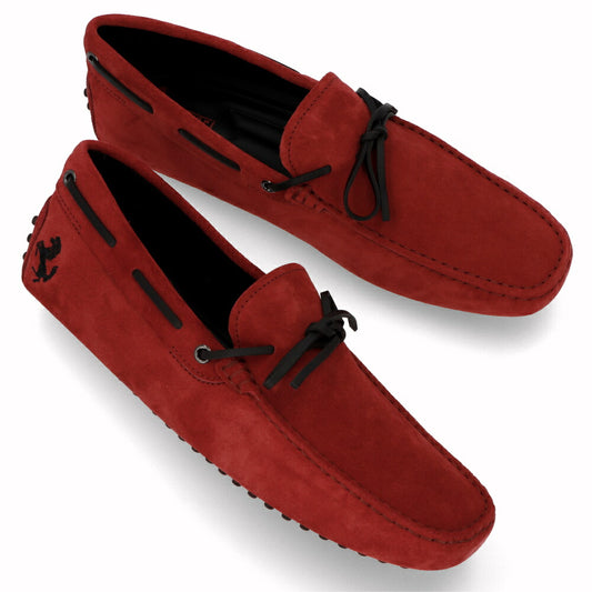トッズ TOD'S シューズ レザーシューズ メンズ NEW GOMMINI 122 RICAMO CAVALLINO RQ2 NERO ROSSO ARANC レッド×ブラック スエード ゴンミーニ ドライビングシューズ モカシン フェラーリ ロゴ リボン 刺繍 XRM0GW0K510RQ2 058U
