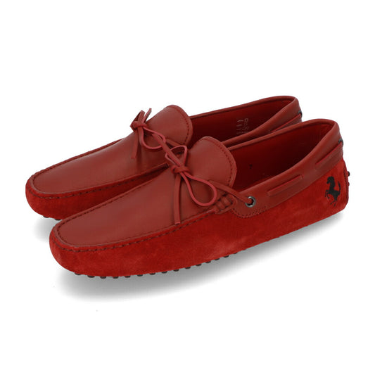 トッズ TOD'S シューズ レザーシューズ メンズ NEW GOMMINI 122 RICAMO CAVALLINO RQ2 ROSSO ARANC SC レッド レザー スエード ゴンミーニ ドライビングシューズ モカシン フェラーリ ロゴ リボン 刺繍 XRM0GW0K510RQ2 R007